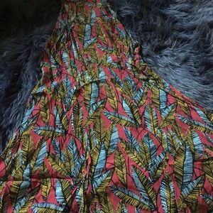 Summer dress: plum, gold, and light blue